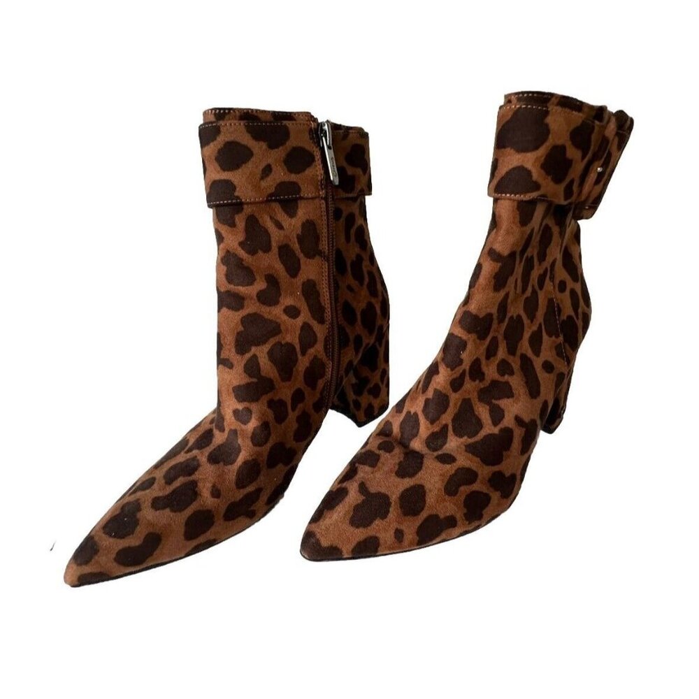 Sam Edelman Circus Tan Leopard Print Pointed Toe Block heel Boots Women's Size 7 - Picture 7 of 13